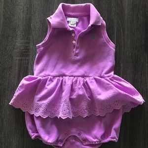 Baby Girls Ralph Lauren Eyelet Trim Romper
